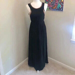 Karlie Black geometric embroidered maxi dress size small